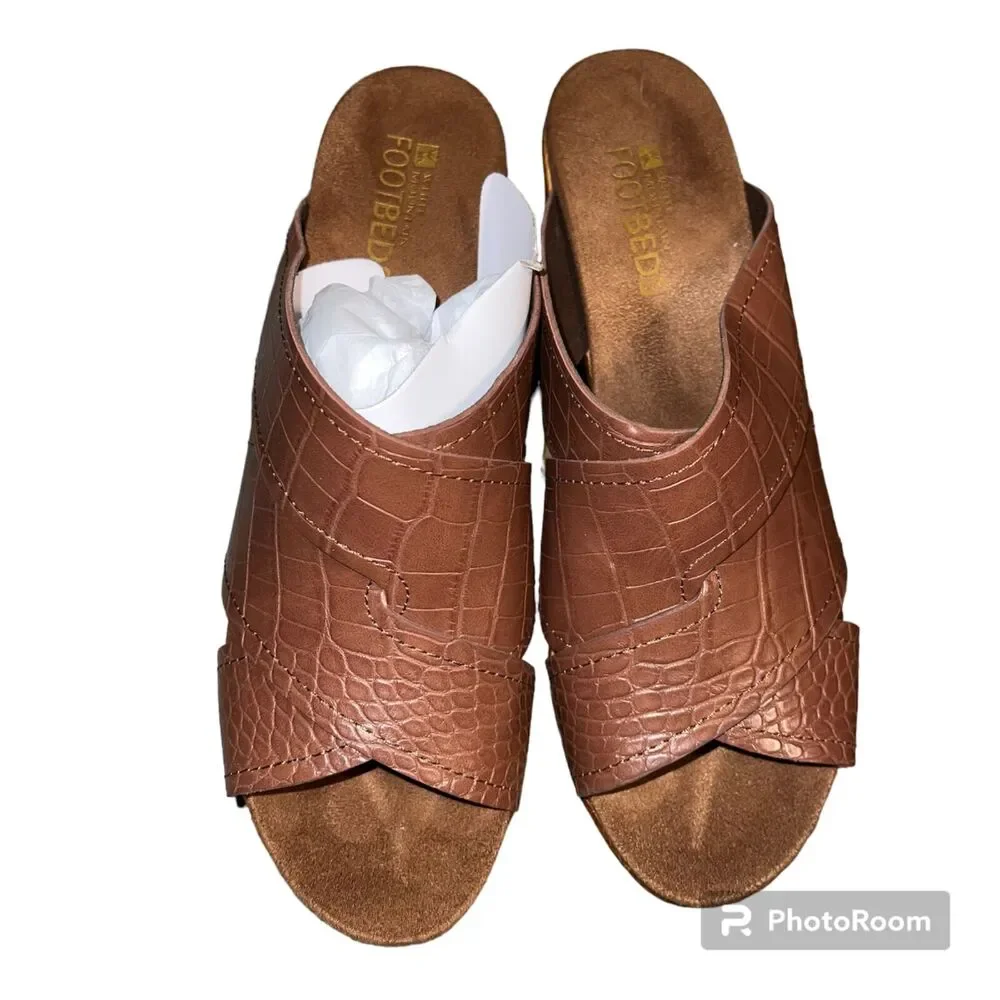 White Mountain Womens High Heeled Sandals Dress Shoes Open Toe Brown Size 9